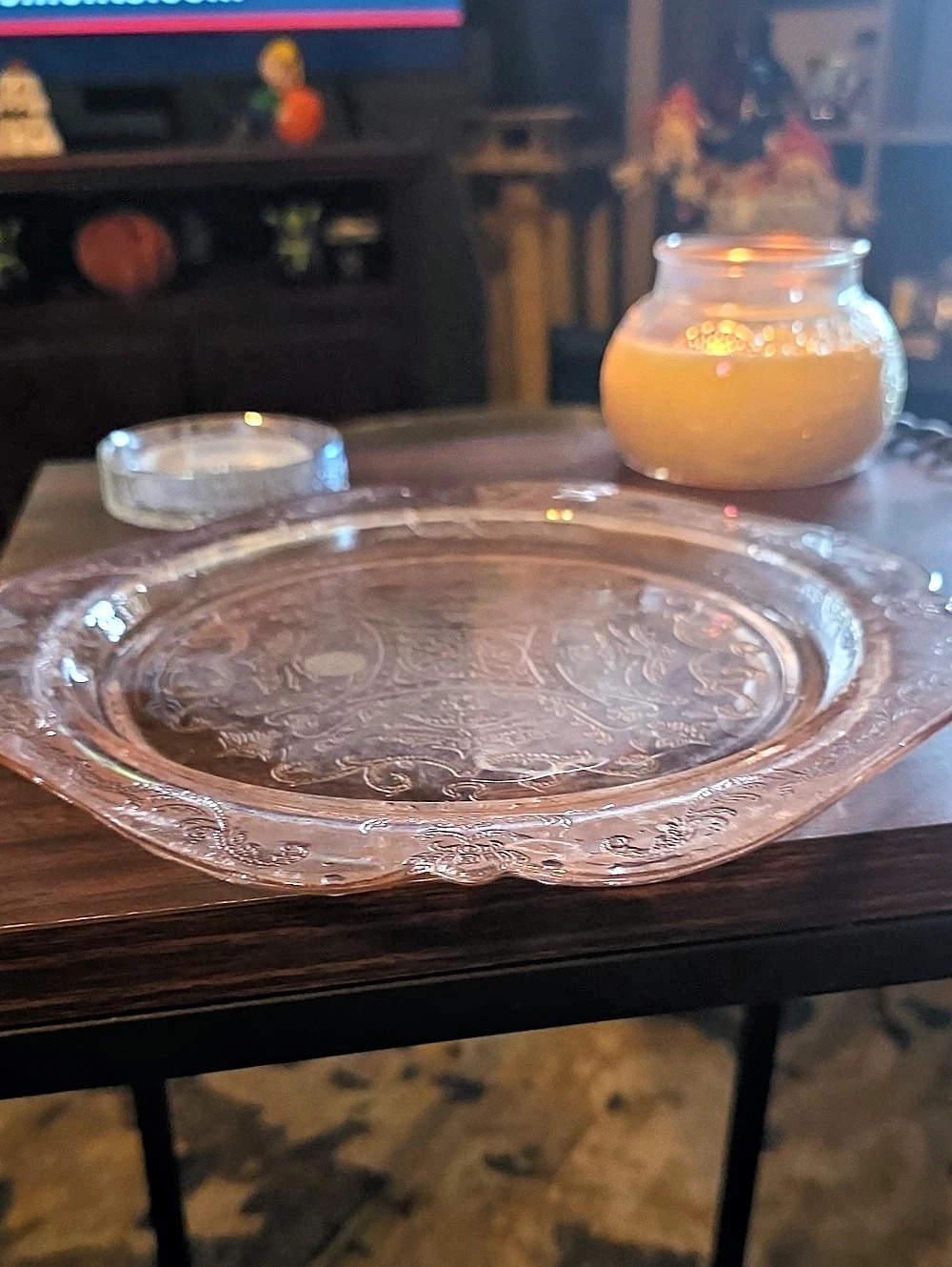 Anchor Hocking Mayfair (Open Rose) Pink Depression Glass Square Plate Square